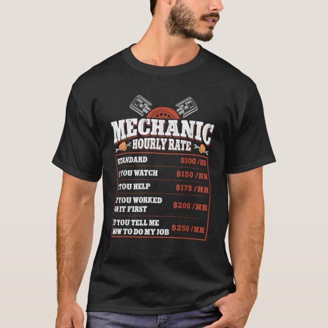 Camiseta Gracioso Mechanic Hourrate Tasas de mano de obra C (Anverso)