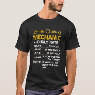 Camiseta Gracioso Mechanic Hourrate Tasas De Trabajo Horas