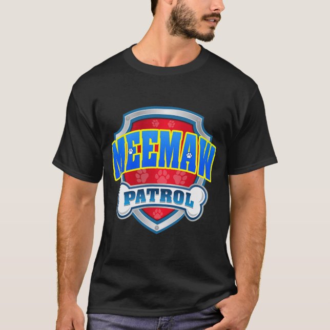 Camiseta Gracioso Meemaw Patrulla Perro Mamá Padre Para Hom (Anverso)