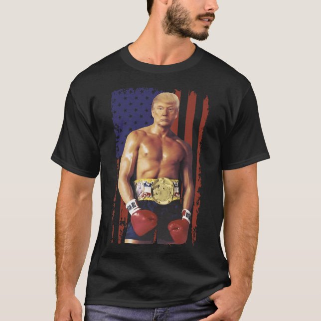 Camiseta Gracioso meme de boxeo en Trump con rock en boxead (Anverso)