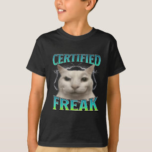 Camiseta Gracioso meme de gato Freak certificado maldice a