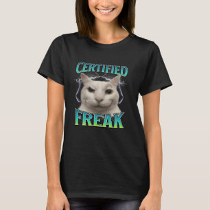 Camiseta Gracioso meme de gato Freak certificado maldice a 