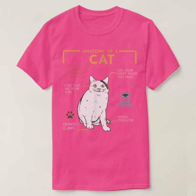 Camiseta Gracioso meme de gato sonriente, anatomía de un ga (Diseño del anverso)