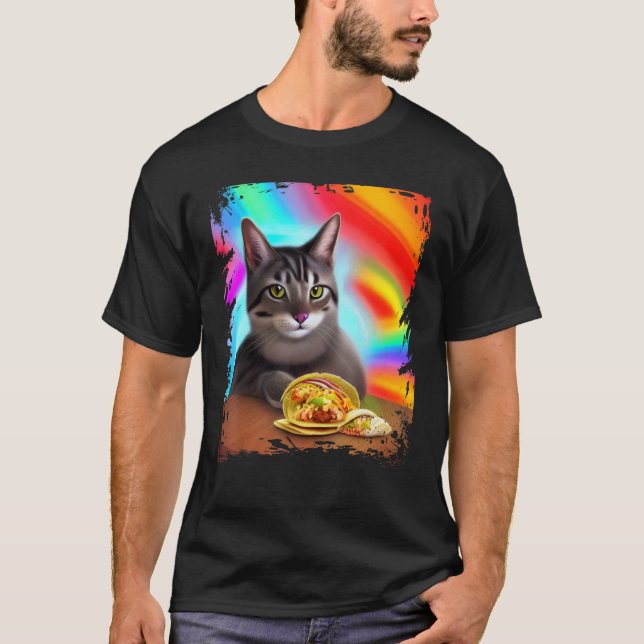 Camiseta Gracioso meme de Internet del gato del arco iris T (Anverso)