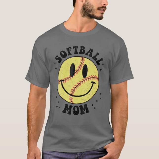 Camiseta Gracioso meme de sonrisa de sotball Mom Softball V (Anverso)