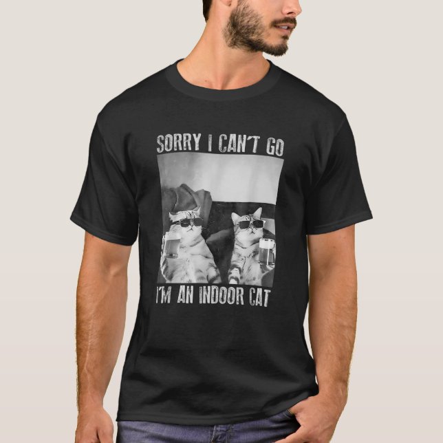 Camiseta Gracioso meme interior de gato siento no poder ir  (Anverso)
