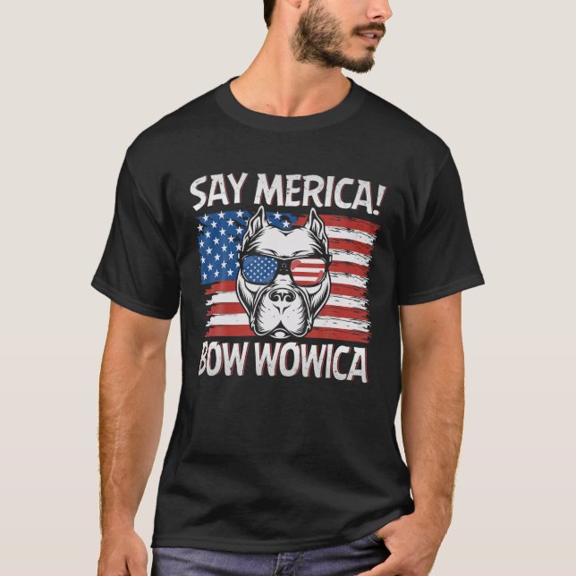 Camiseta Gracioso Meme Pitbull Bandera Estadounidense 4 De  (Anverso)