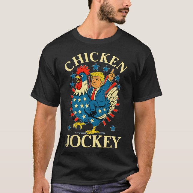 Camiseta Gracioso meme pollo jockey (Anverso)