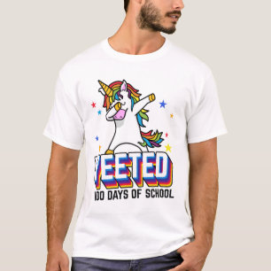 Camiseta Gracioso meme, unicornio, 100 días de escuela