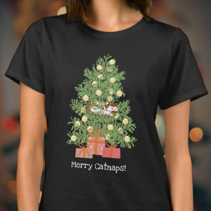 Camiseta ¡Gracioso Merry Catnaps! Festividades de Cat Lover