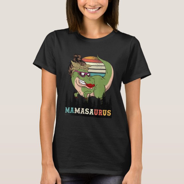 Camiseta Gracioso Messy Bun T Rex Mamasaurus Retro Styles M (Anverso)