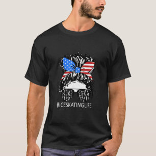 Camiseta Gracioso Messy Hair Bun Hielo Patinaje Vida Danza