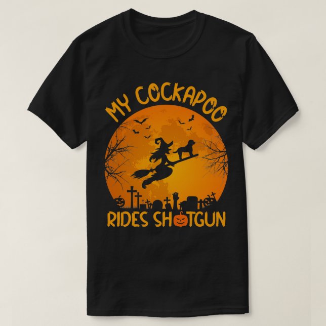 Camiseta Gracioso mi Cockapoo viaja Halloween (Diseño del anverso)