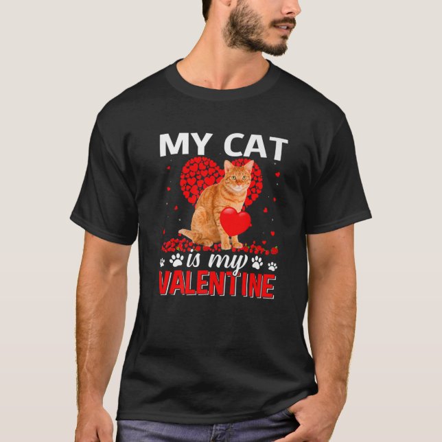 Camiseta Gracioso Mi Gato Gato Es Mi Día de San Valentín Ki (Anverso)