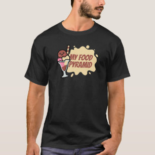 Camiseta Gracioso Mi Pirámide De Alimentos Helados Cono Fe