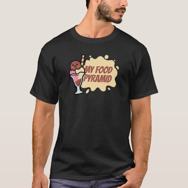 Camiseta Gracioso Mi Pirámide De Alimentos Helados Cono Fel (Anverso)