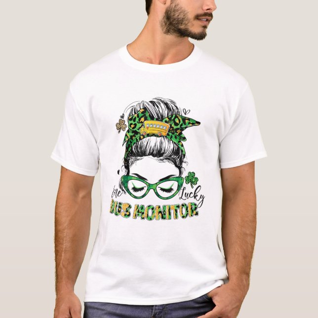Camiseta Gracioso monitor de autobús escolar con suerte (Anverso)