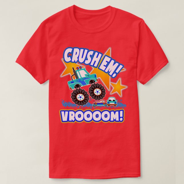 Camiseta Gracioso Monster Camión Niños Regalo Crush Em Vroo (Diseño del anverso)