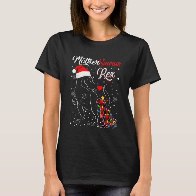 Camiseta Gracioso Mothersaurus Rex Dinosaur Red Plaid Chris (Anverso)