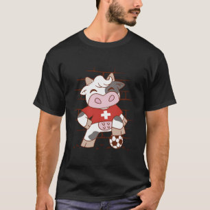 Camiseta Gracioso Motif Suizo De Fútbol Con Vaca Suiza Como
