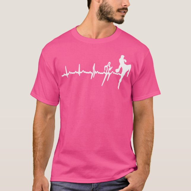 Camiseta Gracioso Muay Thai Heartbeat Kickboxing Love (Anverso)