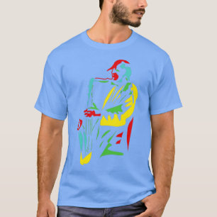 Camiseta Gracioso músico saxofón estilo moderno (2)