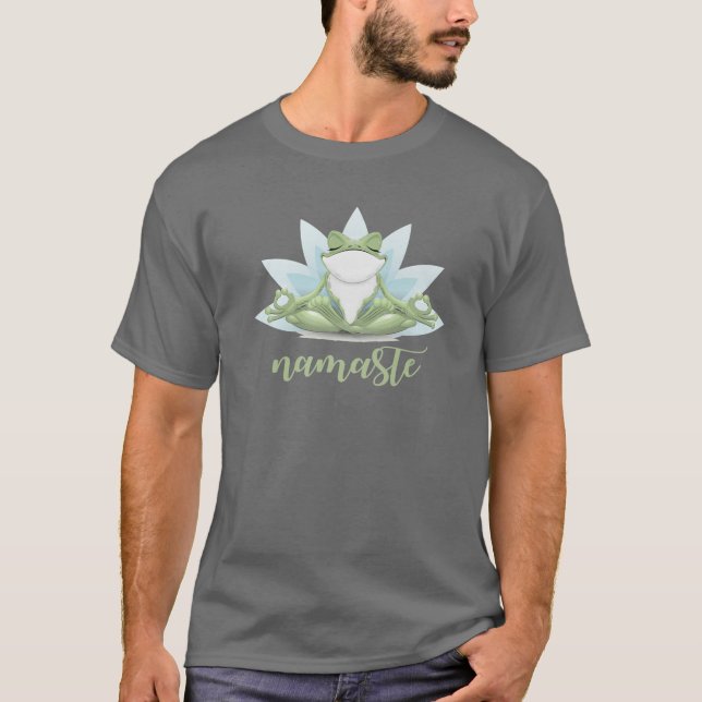 Camiseta Gracioso Namaste Yoga Poses Frog Buddha Flower Sym (Anverso)