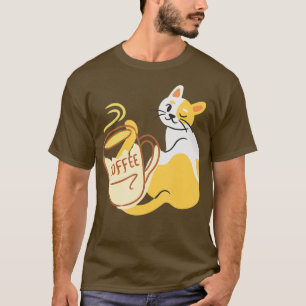 Camiseta Gracioso Naranja Café Cat Coffee Mug Cat Lover Reg