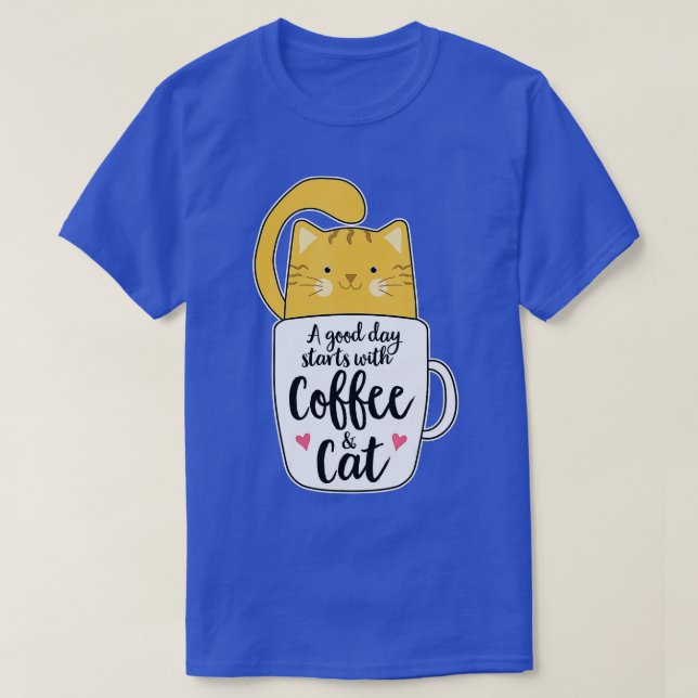 Camiseta Gracioso Naranja Cat Coffee Mug Cat Lover (Diseño del anverso)