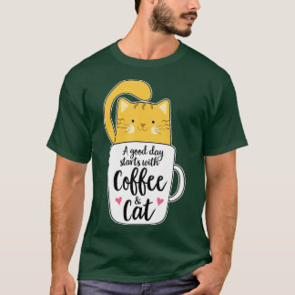 Camiseta Gracioso Naranja Cat Coffee Mug Cat Lover