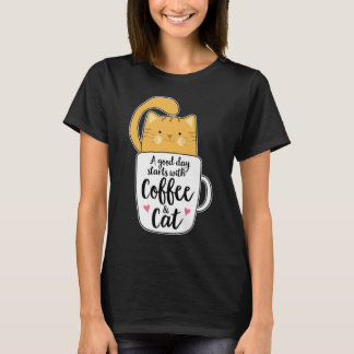Camiseta Gracioso Naranja Cat Coffee Mug Cat Lover