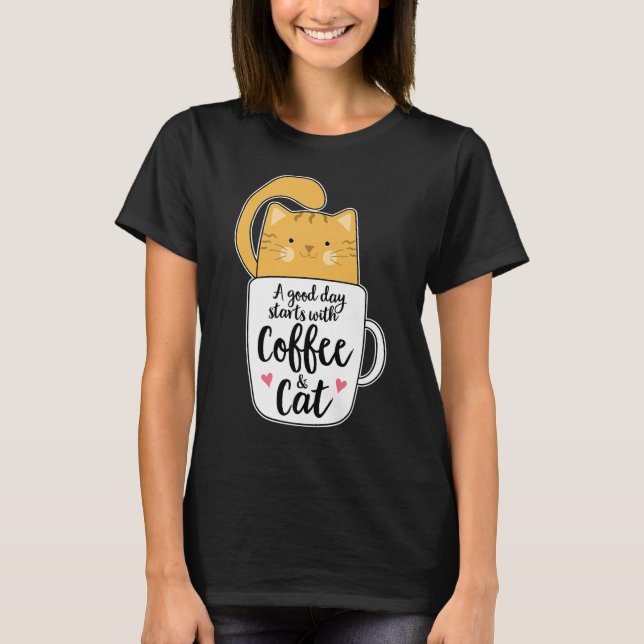 Camiseta Gracioso Naranja Cat Coffee Mug Cat Lover (Anverso)