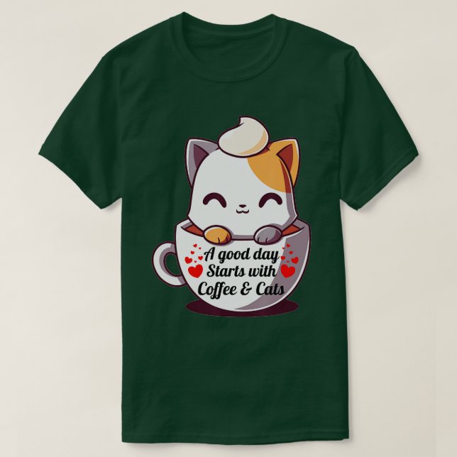 Camiseta Gracioso Naranja Cat Coffee Mug Cat Lover (1) (Diseño del anverso)