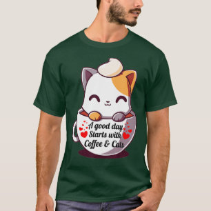 Camiseta Gracioso Naranja Cat Coffee Mug Cat Lover (1)