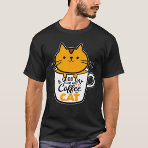 Camiseta Gracioso Naranja Cat Coffee Mug Cat Lover (4)