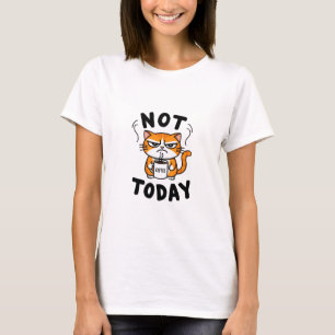 Camiseta Gracioso Naranja Grumpy y gato de tabby blanco