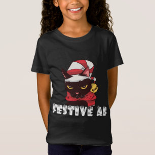 Camiseta Gracioso Navidad de AF festivo felino Meowy Ugly X