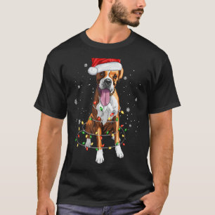 Camiseta Gracioso Navidad de árbol de perros de boxeo encie