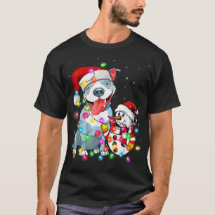 Camiseta Gracioso Navidad de Perro Pitbull Tee Snowman Xmas