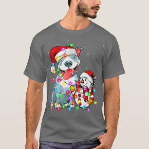 Camiseta Gracioso Navidad de Perro Pitbull Tee Snowman Xmas