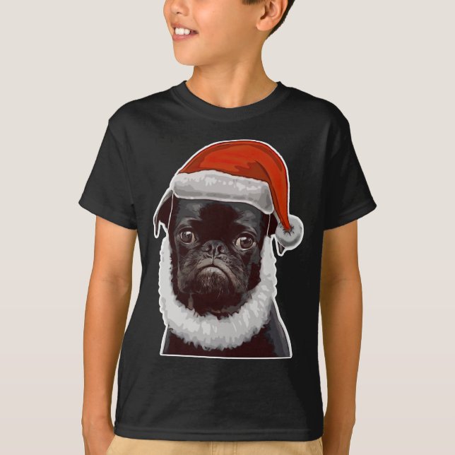 Camiseta Gracioso Navidad de Pug Dulce fea para perro de pu (Anverso)