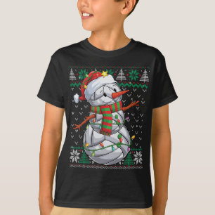 Camiseta Gracioso Navidad de voleibol de muñeca de nieve mo