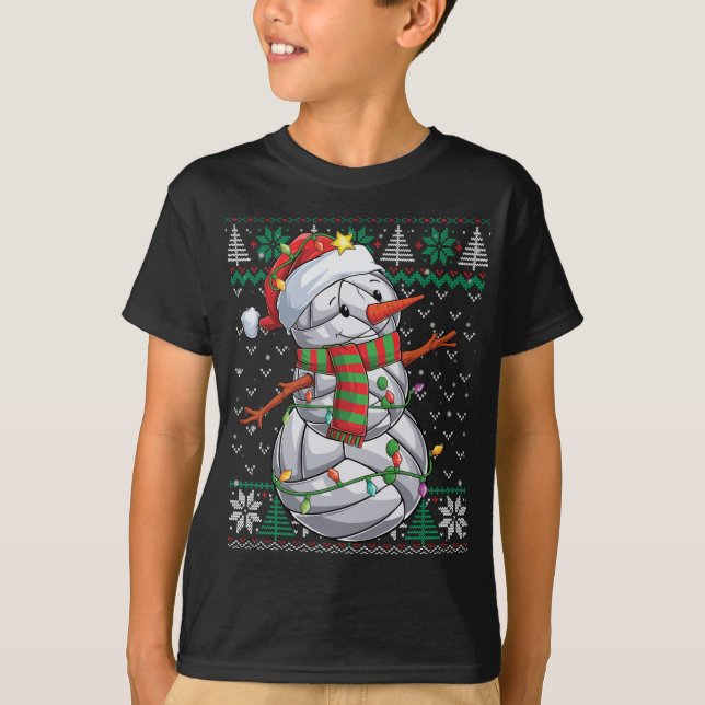 Camiseta Gracioso Navidad de voleibol de muñeca de nieve mo (Anverso)