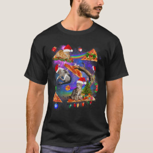 Camiseta Gracioso Navidad Galaxia Gato En El Espacio Gato M