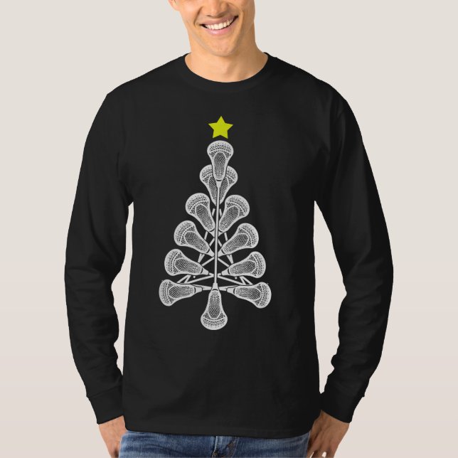 Camiseta Gracioso Navidad Lacrosse Tree Lacrosse Player Gif (Anverso)