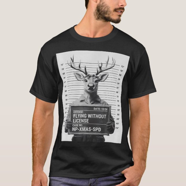 Camiseta Gracioso Navidad Reindeer Mugshot (Anverso)