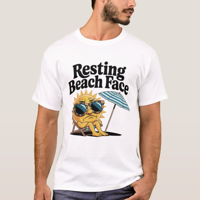 Camiseta Gracioso negrita White Resting Beach Face Summer (Anverso)
