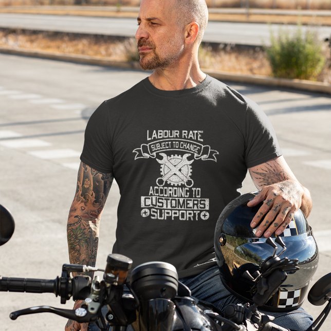 Camiseta Gracioso negro mecánico de tasa de mano de obra (Subido por el creador)