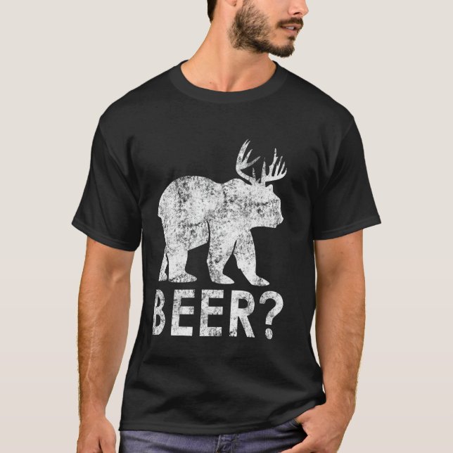Camiseta Gracioso Nerdy Beer Bear Deer Hunter Drinker Pun G (Anverso)