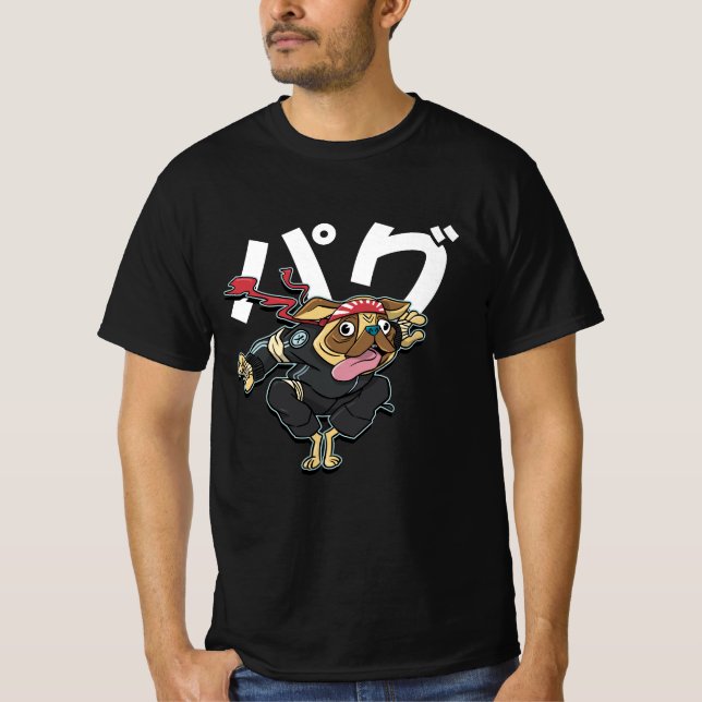 Camiseta Gracioso Ninja Pug (Anverso)